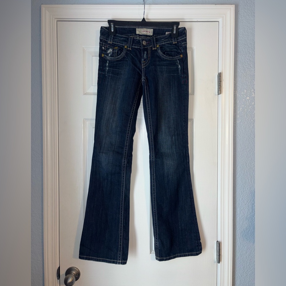 Mek Denim Vintage Womens Y2K Distressed Capetown Jeans 26x32 Bootcut Wide Flare